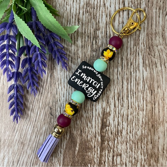 Keychain Cow Dino Cat Police Handcrafted Artisan Silicone Beaded Bracelet Key - Picture 6 of 13